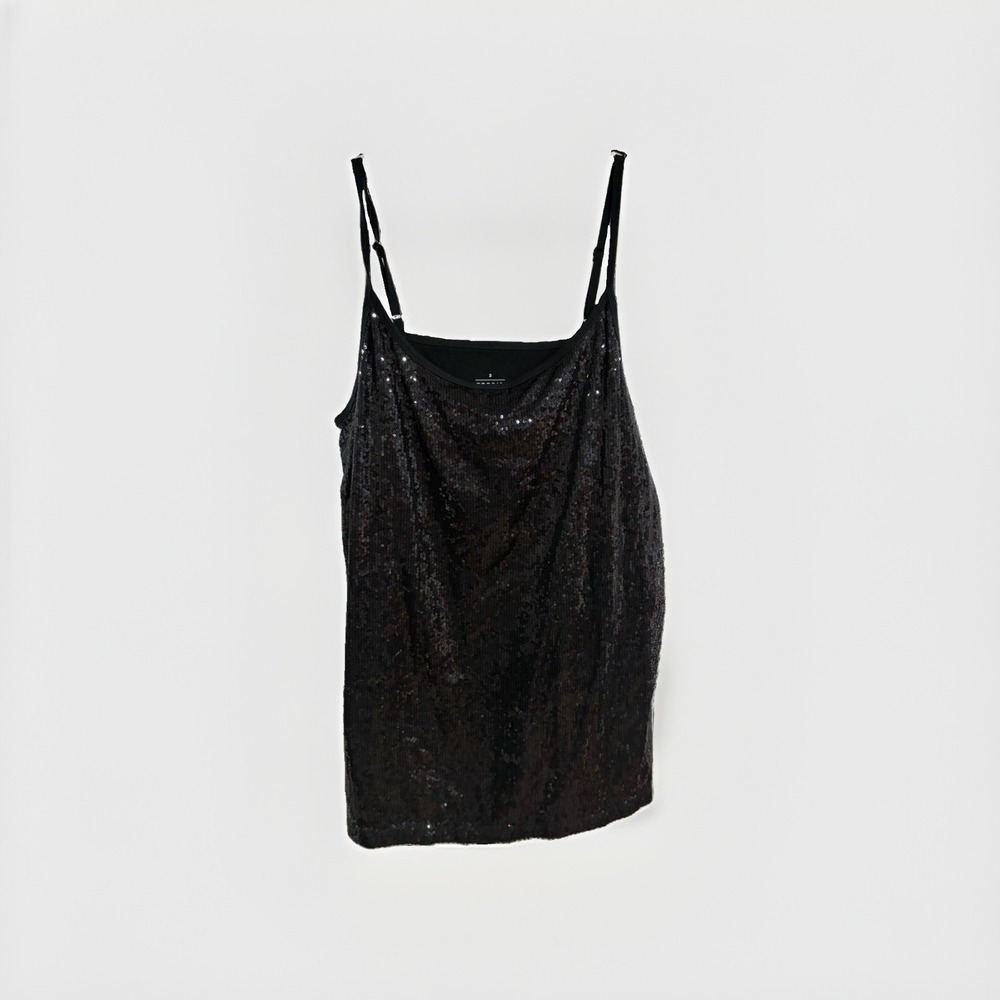 Torrid Womens Tank Top Size 3 Black Stretch Sequin Plus cami Sleeveless EUC W20
